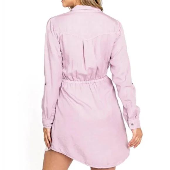 Sold! FIRST LOVE Button Down Purple Denim Shirt Mini Dress Sz S - Picture 2 of 4